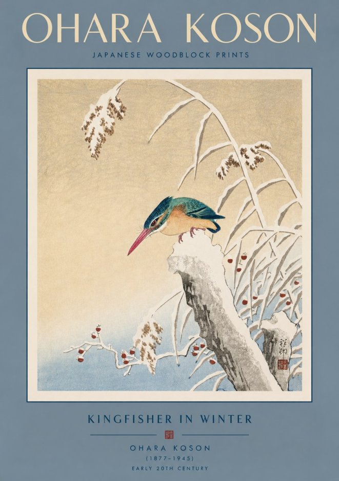 Ohara Koson Kingfisher in Winter II No3 - Poszter