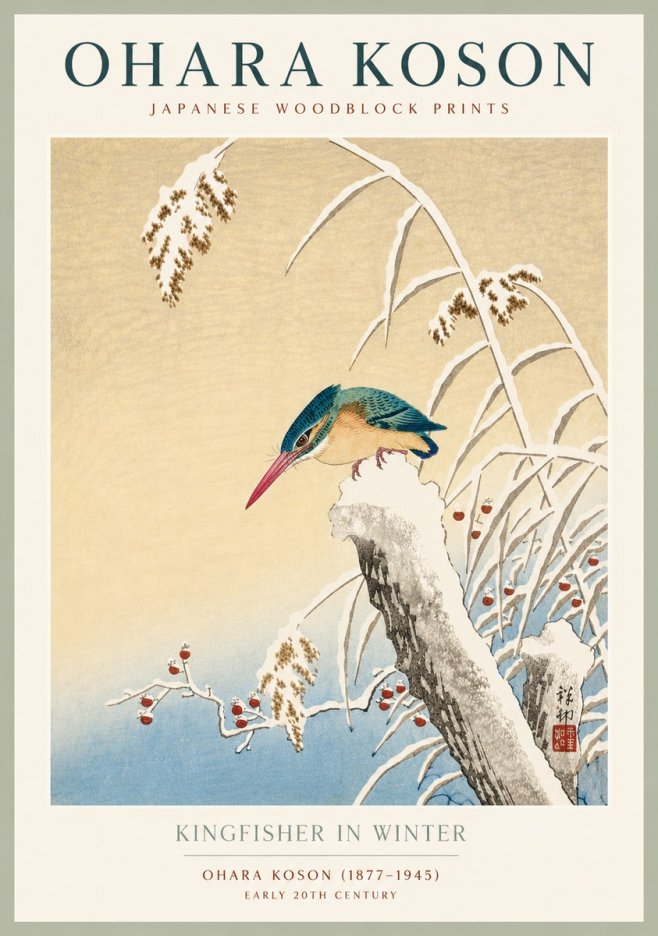 Ohara Koson Kingfisher in Winter II No4 - Poszter