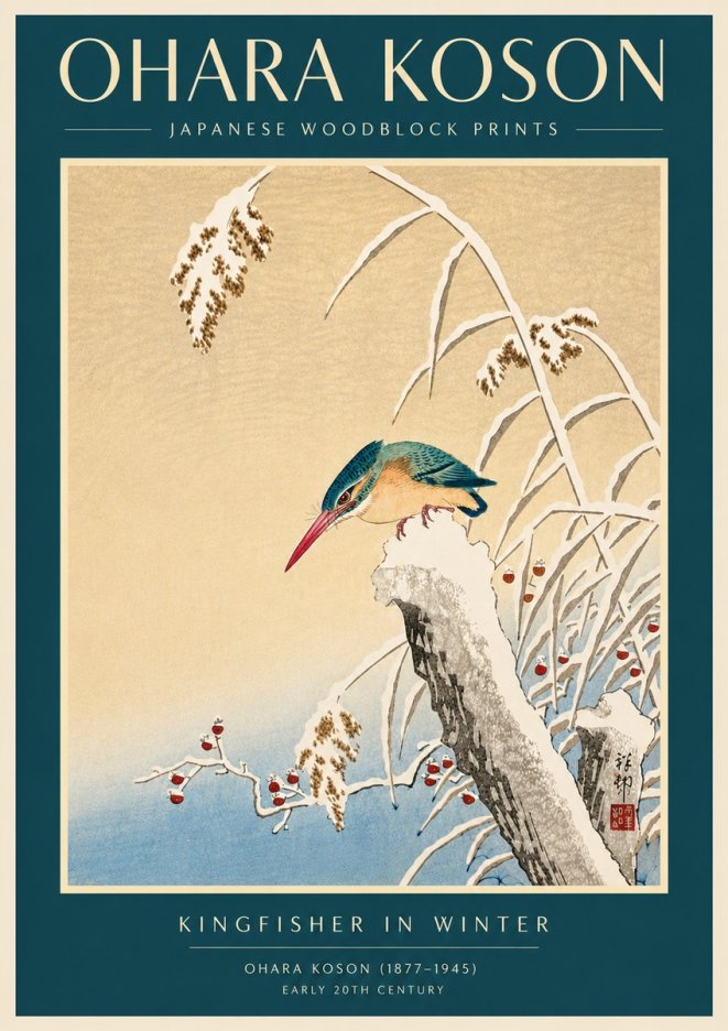 Ohara Koson Kingfisher in Winter II No6 - Poszter
