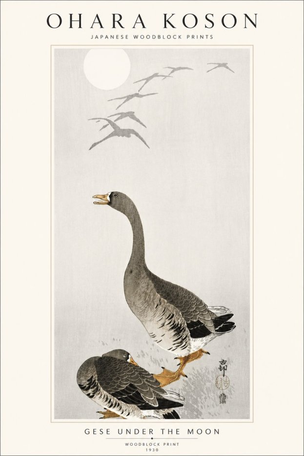 Ohara Koson Gese Under the Moon No5 - Poszter