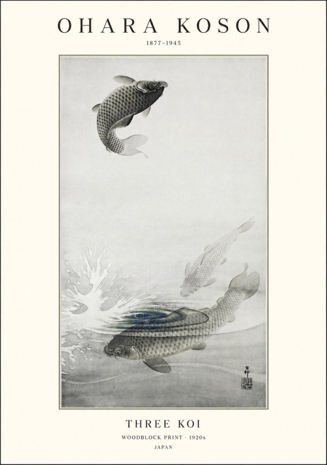 Ohara Koson Three Koi No1 - Poszter