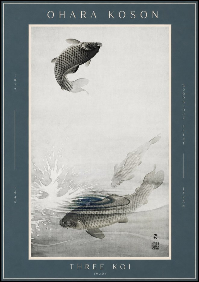 Ohara Koson Three Koi No2 - Poszter