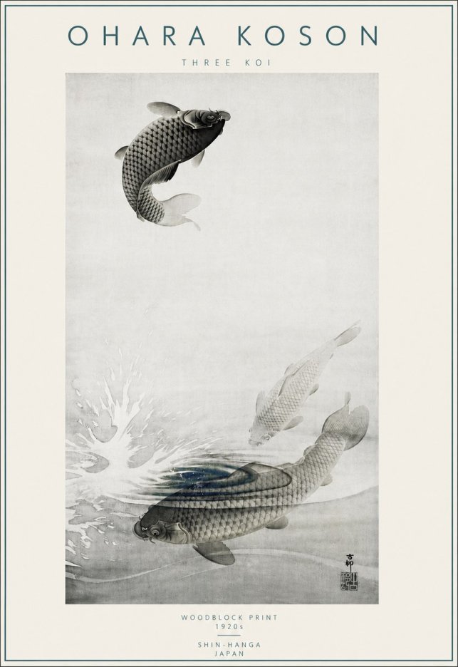 Ohara Koson Three Koi No4 - Poszter