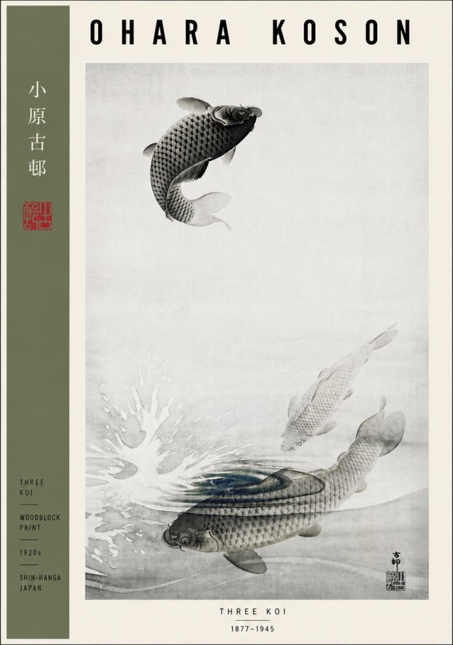 Ohara Koson Three Koi No5 - Poszter