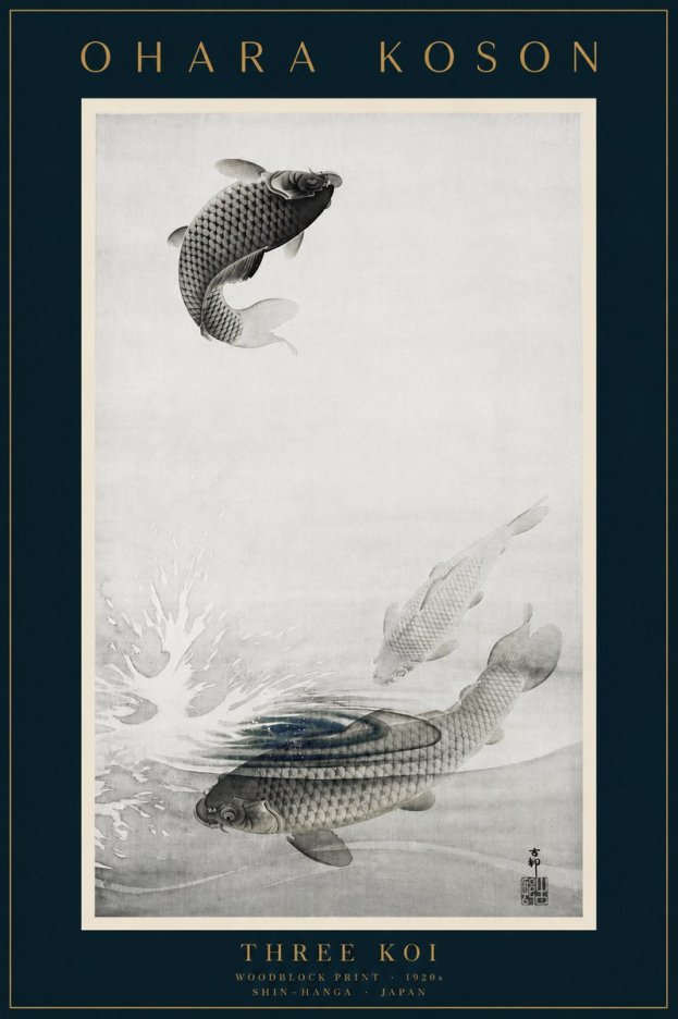 Ohara Koson Three Koi No6 - Poszter