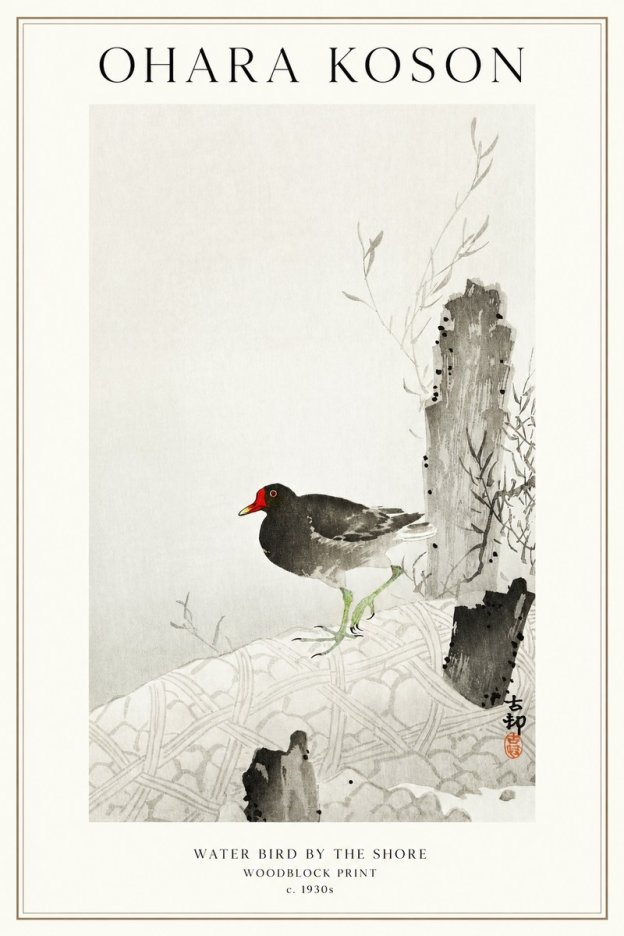 Ohara Koson Water Bird by the Shore No1 - Poszter