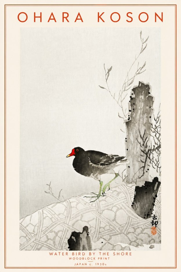 Ohara Koson Water Bird by the Shore No4 - Poszter