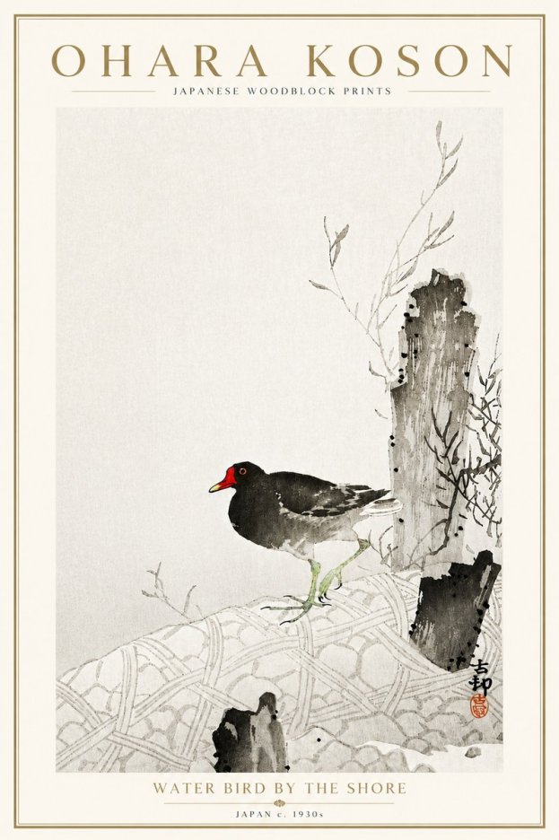 Ohara Koson Water Bird by the Shore No6 - Poszter