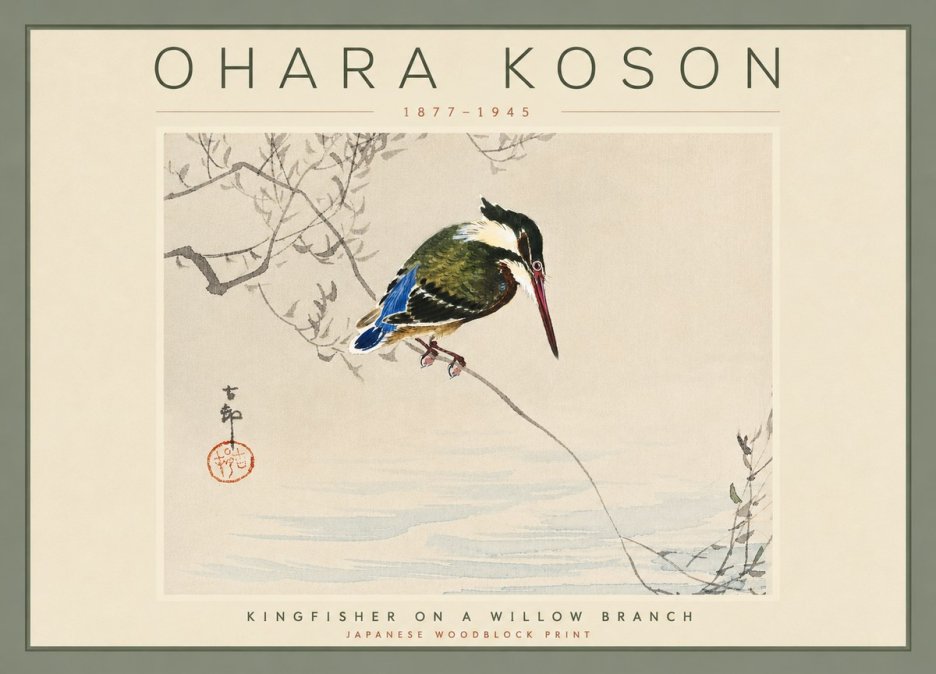 Ohara Koson Kingfisher on a Willow Branch No4 - Poszter