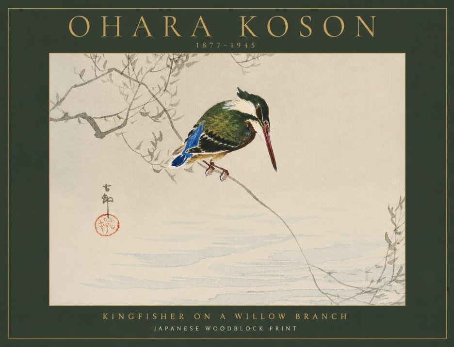 Ohara Koson Kingfisher on a Willow Branch No6 - Poszter