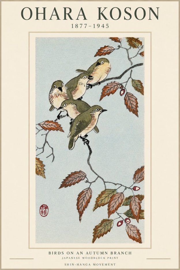 Ohara Koson Birds on an Autumn Branch No1 - Poszter