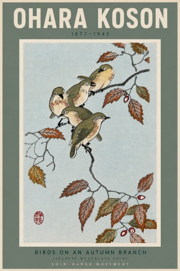 Ohara Koson Birds on an Autumn Branch No4 - Poszter