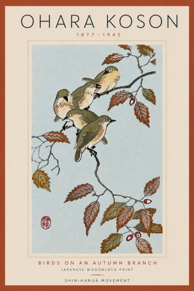 Ohara Koson Birds on an Autumn Branch No6 - Poszter