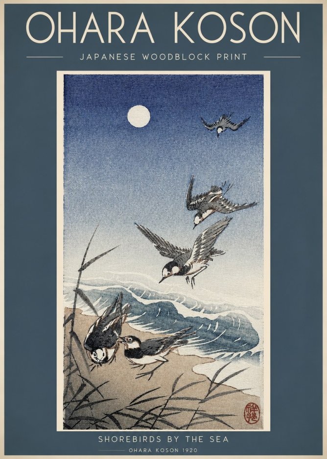 Ohara Koson Shorebirds by the Sea No2 - Poszter