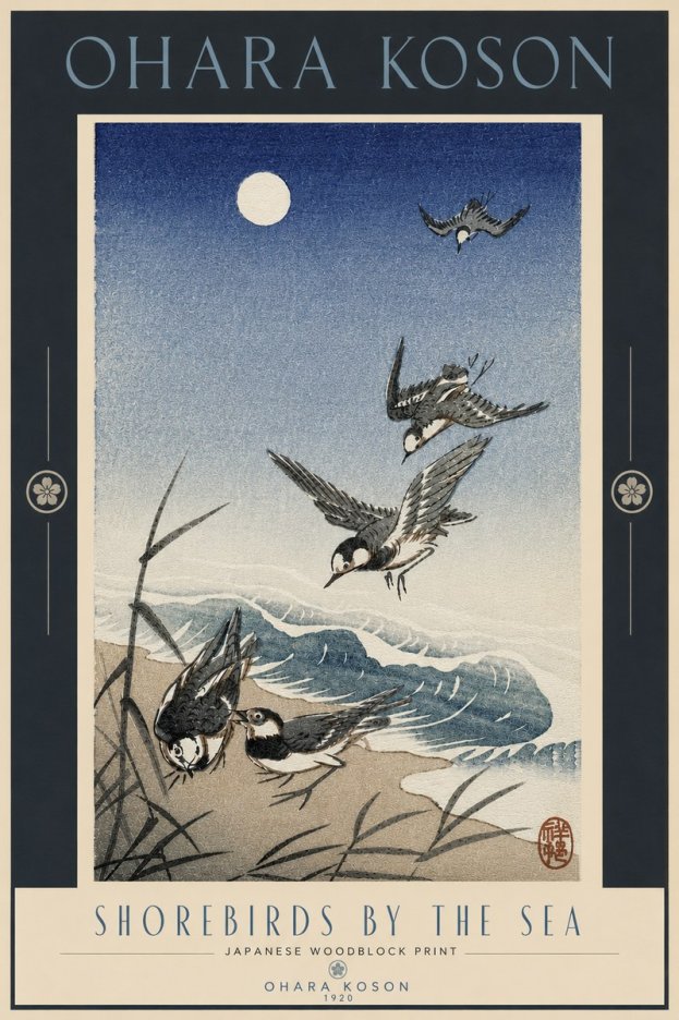 Ohara Koson Shorebirds by the Sea No4 - Poszter