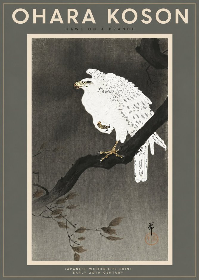 Ohara Koson Hawk on a Branch II No2 - Poszter