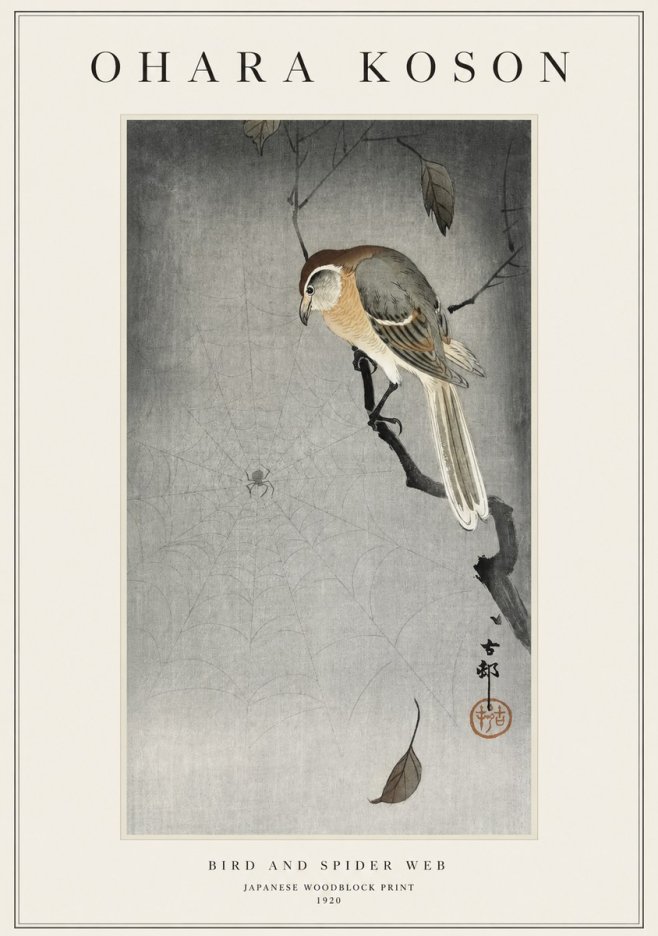 Ohara Koson Bird and Spider Web II No1 - Poszter