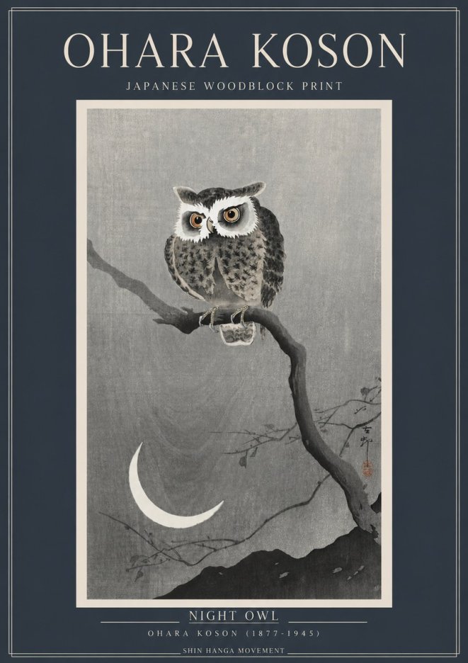 Ohara Koson Night Owl No2 - Poszter