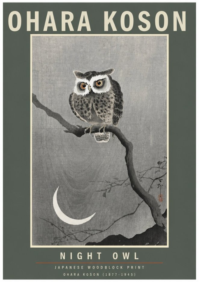 Ohara Koson Night Owl No3 - Poszter
