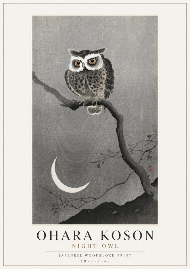 Ohara Koson Night Owl No4 - Poszter