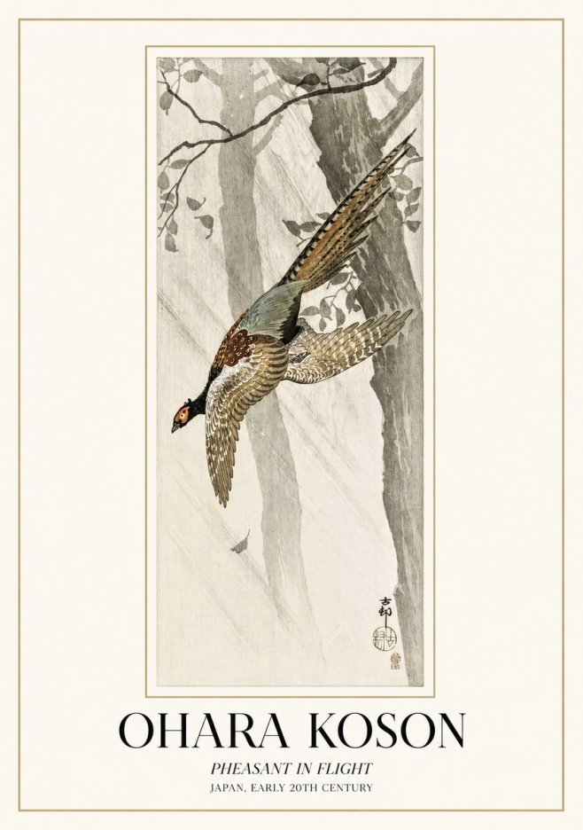 Ohara Koson Pheasant in Flight No1 - Poszter