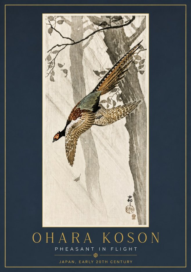 Ohara Koson Pheasant in Flight No5 - Poszter