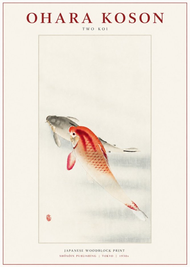 Ohara Koson Two Koi II No3 - Poszter