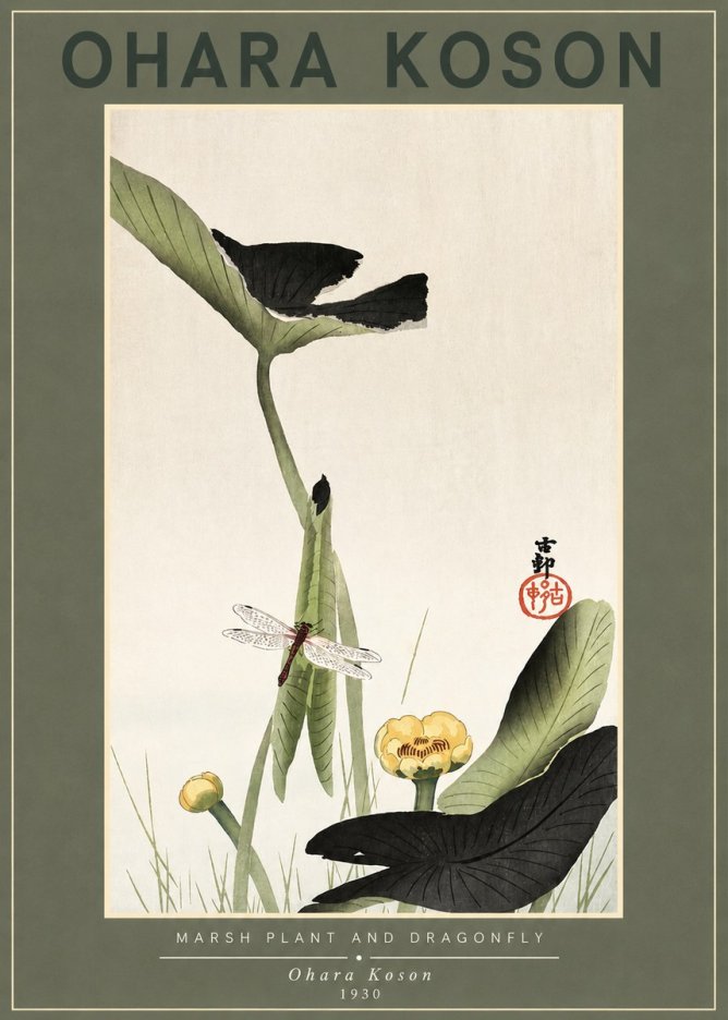 Ohara Koson Marsh Plant and Dragonfly No2 - Poszter