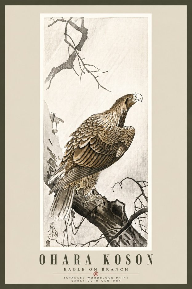 Ohara Koson Eagle on Branch No5 - Poszter