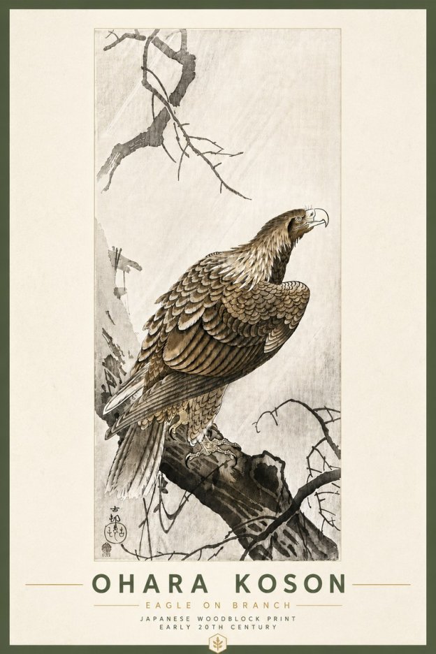 Ohara Koson Eagle on Branch No6 - Poszter