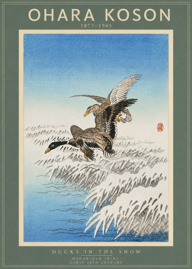 Ohara Koson Ducks in the Snow No2 - Poszter