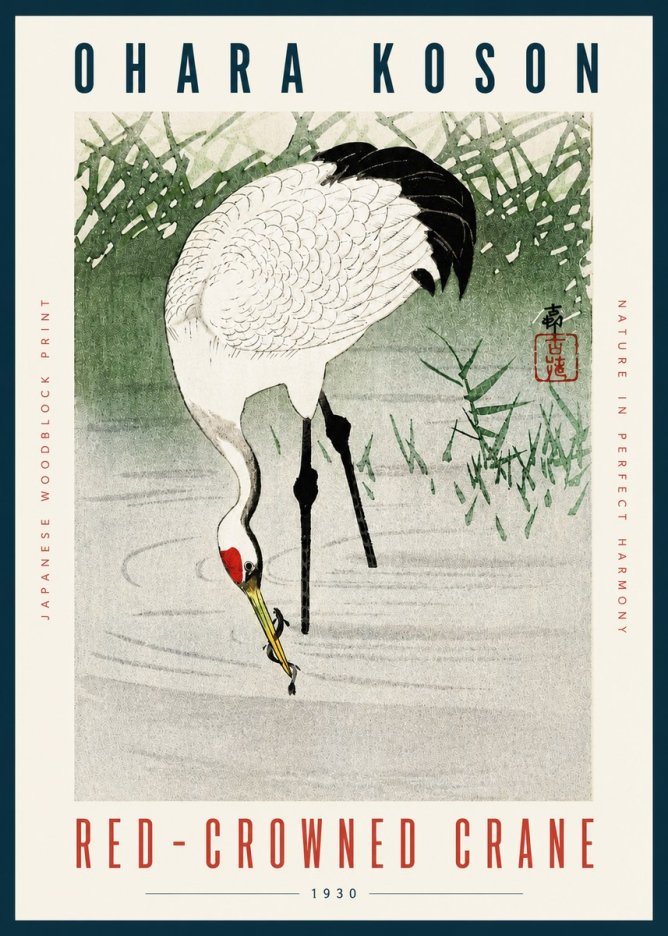 Ohara Koson Red-crowned Crane No4 - Poszter