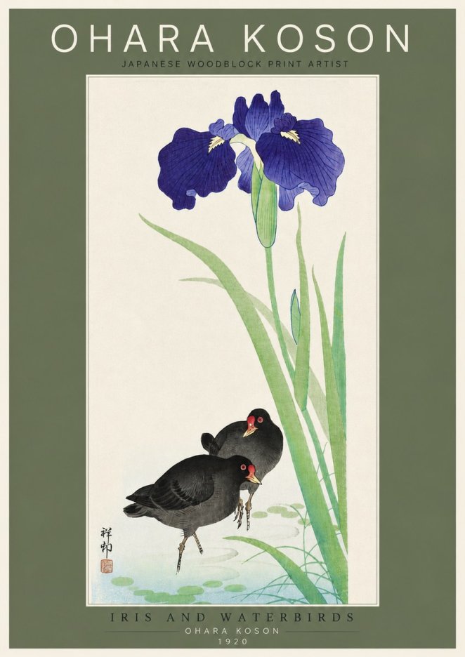 Ohara Koson Iris and Waterbirds No4 - Poszter