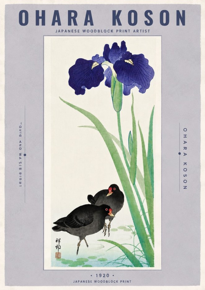 Ohara Koson Iris and Waterbirds No6 - Poszter