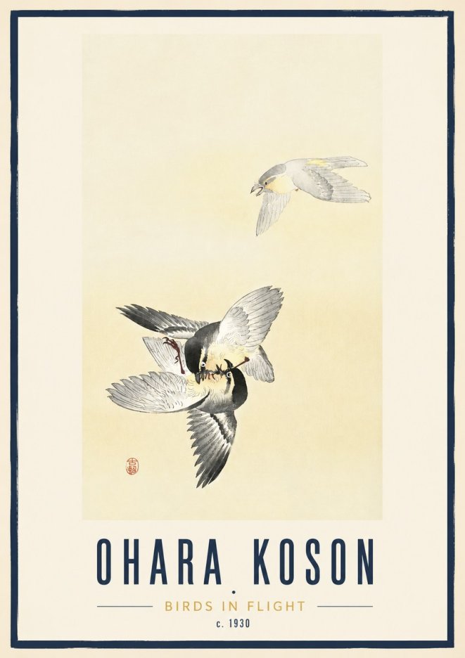 Ohara Koson Birds in Flight No3 - Poszter