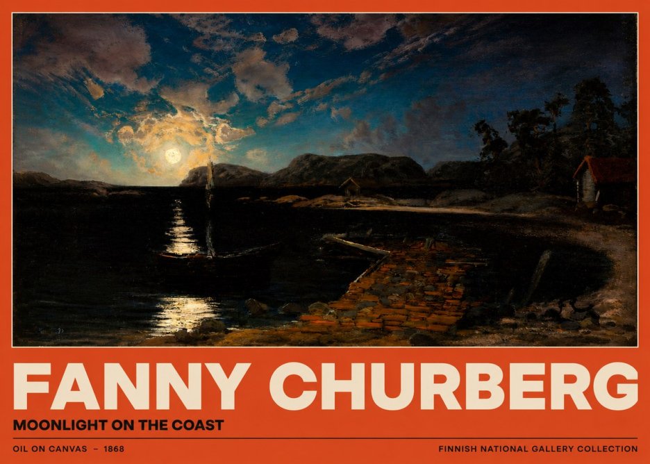 Fanny Churberg Moonlight on the Coast No2 - Poszter