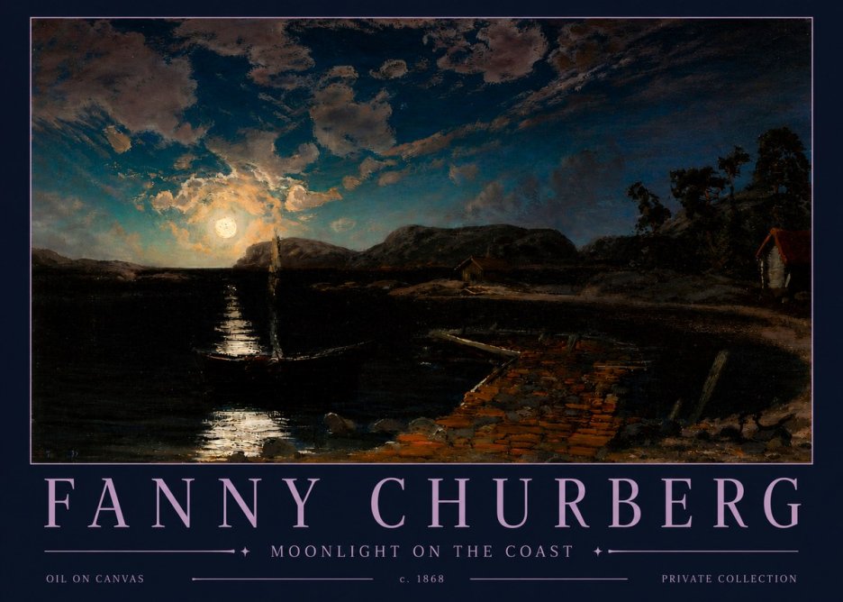 Fanny Churberg Moonlight on the Coast No3 - Poszter