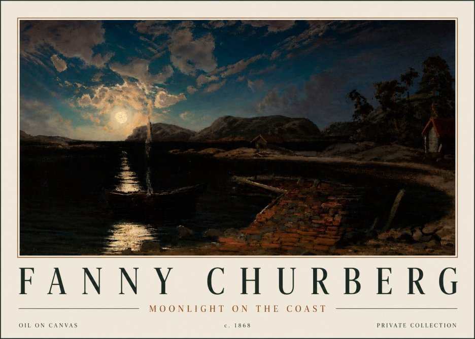Fanny Churberg Moonlight on the Coast No4 - Poszter