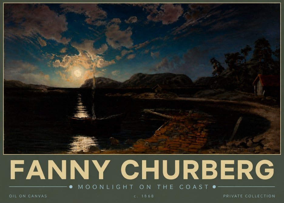 Fanny Churberg Moonlight on the Coast No5 - Poszter