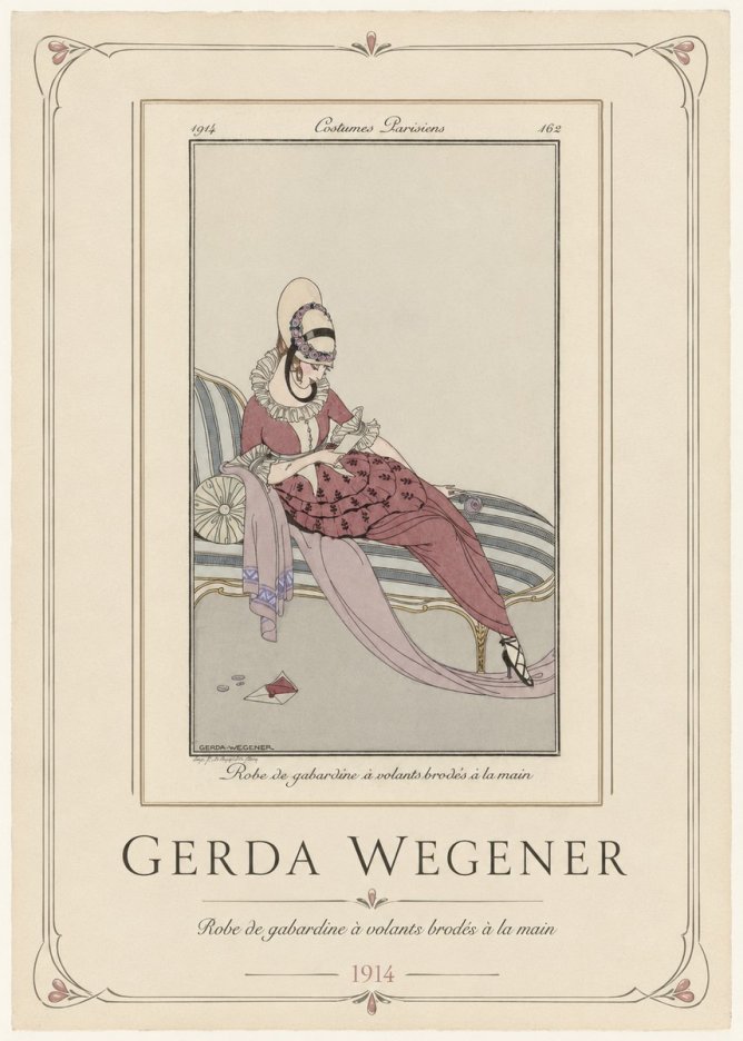 Gerda Wegener Robe De Gabardine À Volants Brodés À La Main I No1 - Poszter