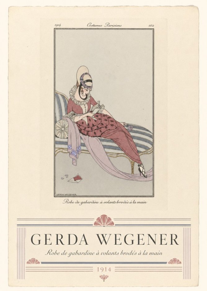 Gerda Wegener Robe De Gabardine À Volants Brodés À La Main I No3 - Poszter