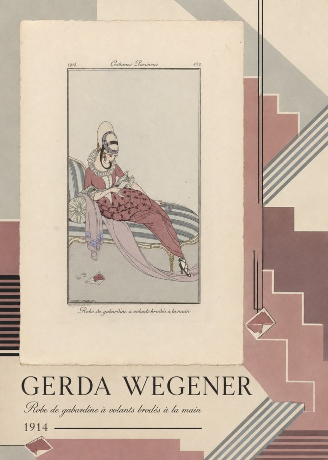 Gerda Wegener Robe De Gabardine À Volants Brodés À La Main I No4 - Poszter