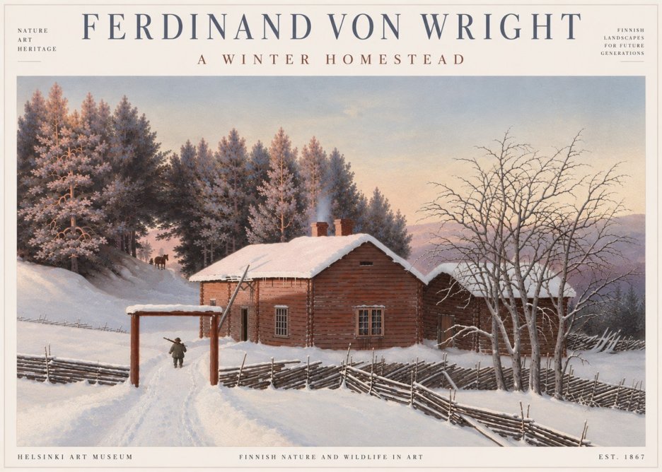 Ferdinand von Wright Winter at the Forest Edge No6 - Poszter