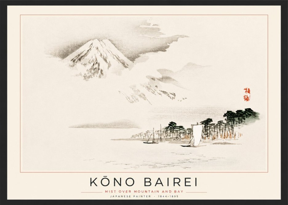 Kōno Bairei Mount Fuji with Boats No3 - Poszter