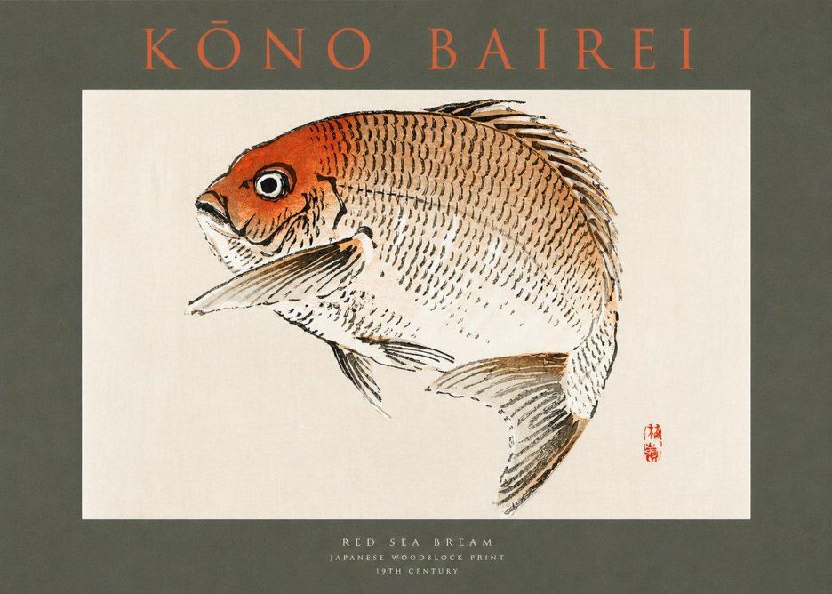 Kōno Bairei Red Sea Bream No2 - Poszter