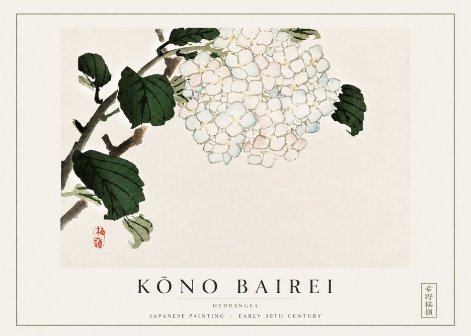 Kōno Bairei Hydrangea No3 - Poszter