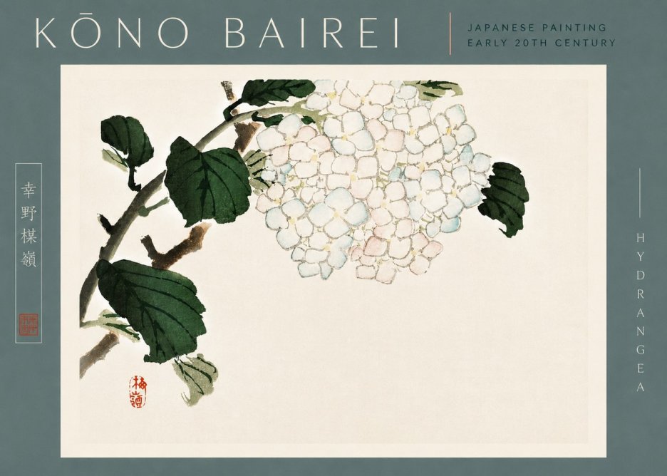 Kōno Bairei Hydrangea No4 - Poszter