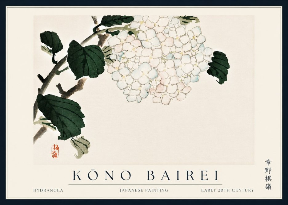 Kōno Bairei Hydrangea No5 - Poszter