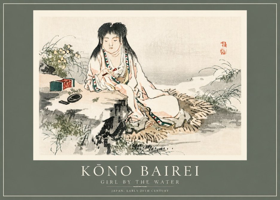 Kōno Bairei Girl by the Water No2 - Poszter