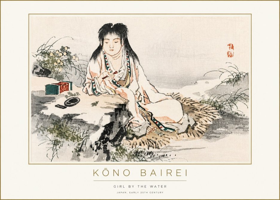 Kōno Bairei Girl by the Water No3 - Poszter